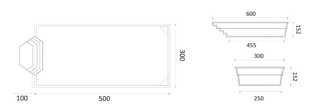 Glasfiberpool Grenada 700 7,00m x 3,00m x 1,52m
