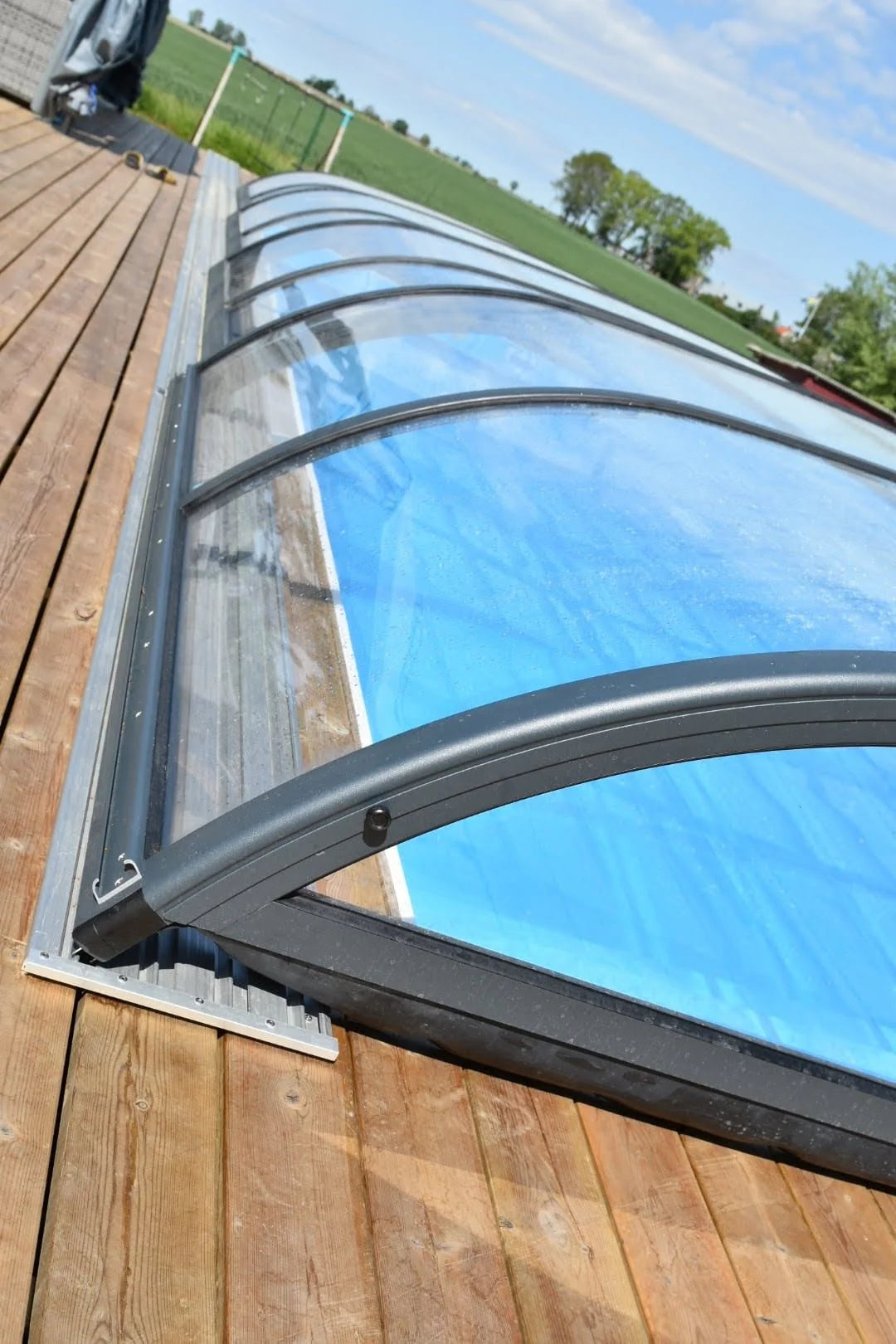 Pooloverdækning NIVO KIT 860MS BRED 4×8 (klart glas, sidedør)