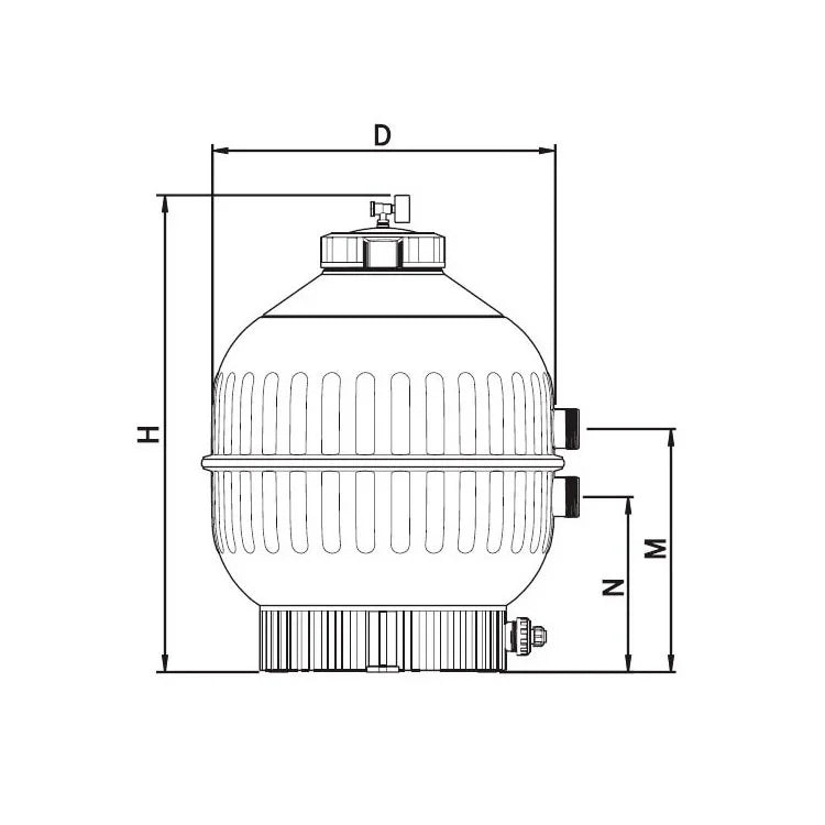 Sandfilter Cantabric Top-/sidemonteret med ventil