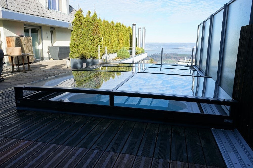 Pooltag Master PLUS 4×8 enkelt skinne, 6 mm klar plastik