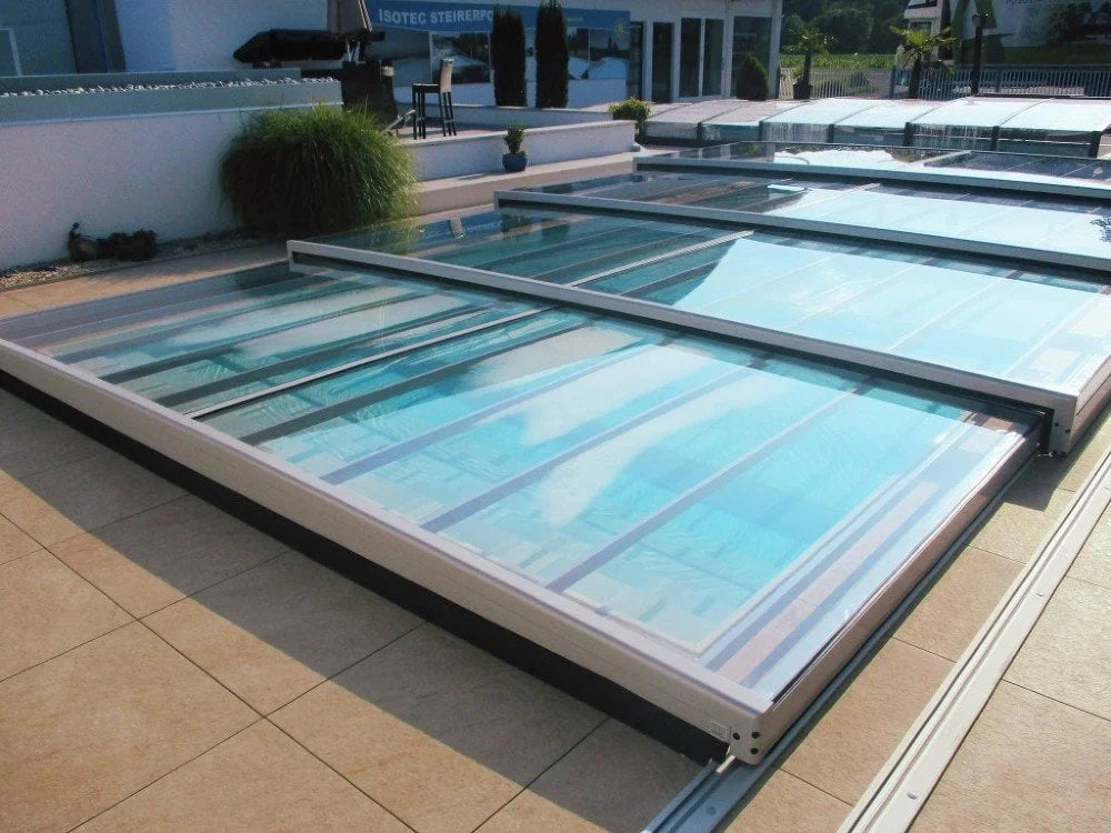 Pooltag Master PLUS 4×10 enkelt skinne, 6 mm klar plast