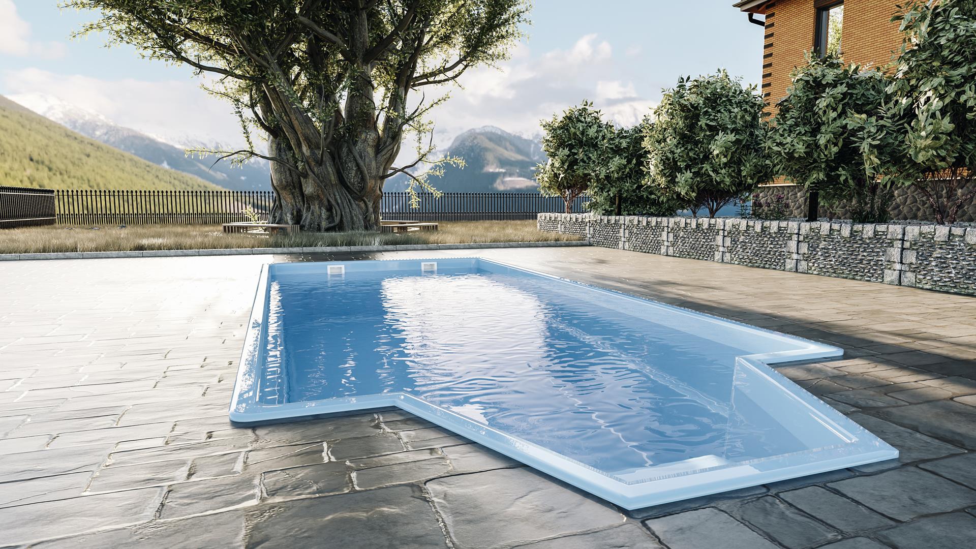 Glasfiberpool Grenada 700 7,00m x 3,00m x 1,52m