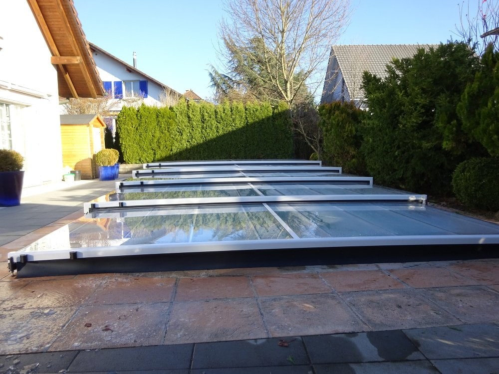 Pooltag Master PLUS 4×8 enkelt skinne, 6 mm klar plast